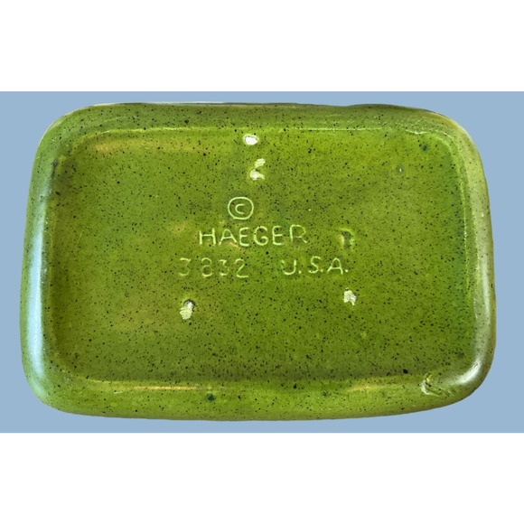 Vintage MCM Haeger 3832 Pottery Green Speckled Dish Rectangle Bulb Planter Retro - Picture 2 of 8